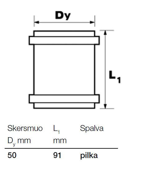 Vidaus kanalizacijos remontinė mova Wavin, Ø 50 mm