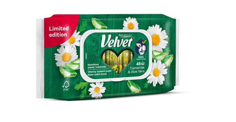 POPIER TUALET VELVET DRĖGNAS RAMUNĖLIŲ 48vnt