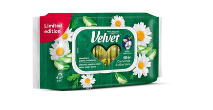 POPIER TUALET VELVET DRĖGNAS RAMUNĖLIŲ 48vnt