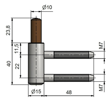 Door hinge TKZ POLNA 9733253L, 1.5×6.38 cm