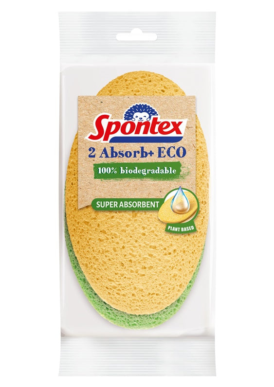 Spontex Absorb+Eco All-Purpose Sponges, 2-pack