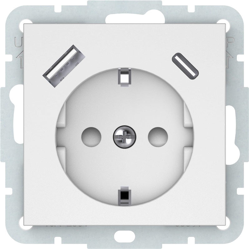 Wall socket+A+C VILMA QR1000, mat. white