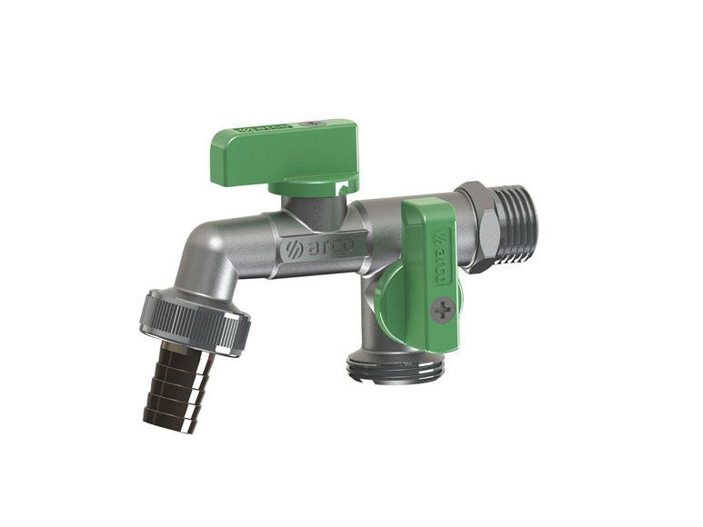 Garden valve 00472, double, 1/2"x3/4"x3/4" short handle