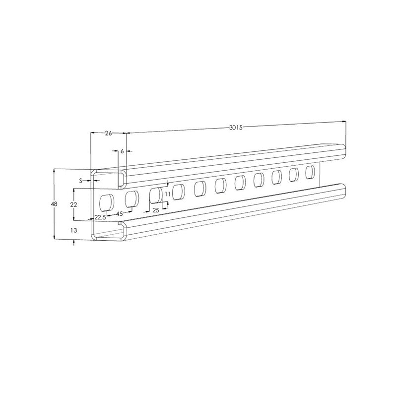 MEKA profile 1449647, 300.15 cm x 4.8 cm x 2.6 cm