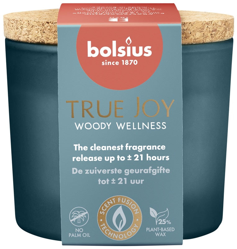 Candle, aromatic Bolsius TRUE JOY Woody Wellness, 21 h