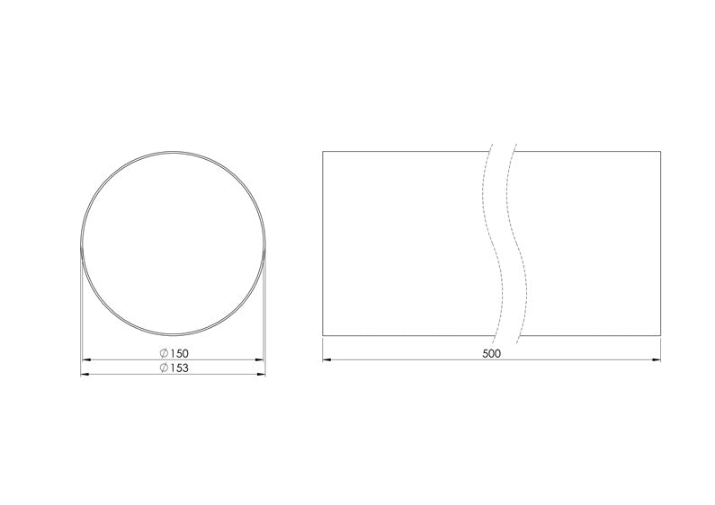 Ventiliacinis kanalas EUROPLAST D150, 0.5m