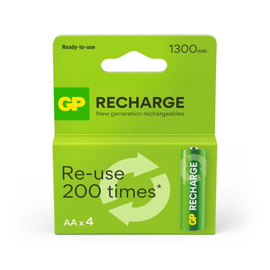 Rechargeable batteries GP RECHARGE AA, 1300mAh, 4 pcs.