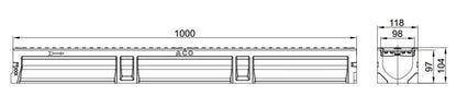 Drenažo latakas su Ø 110 mm vamzdžiu, B125 Aco Euroline, 1 m