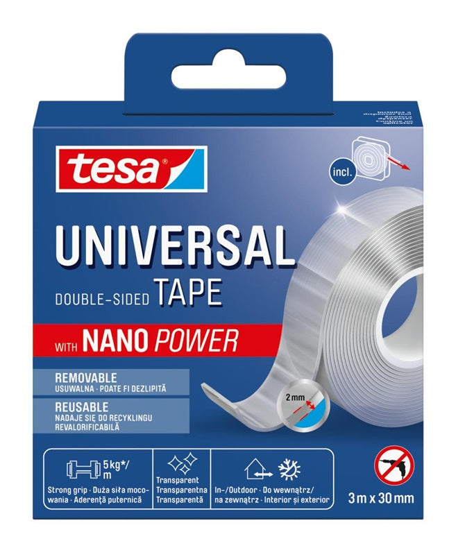 Tesa Universal Double-Sided Tape, double-sided, 3 m x 3 cm