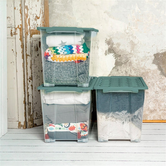 Rotho Storage Box with Wheels, 65 l, 583 x 392 x 410 mm