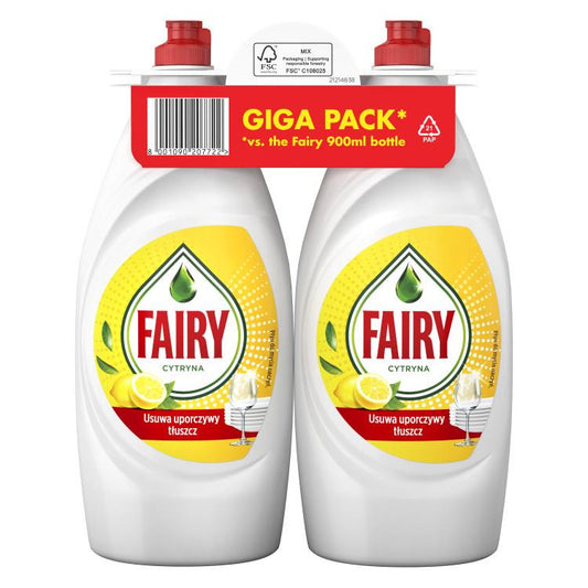 DISHWASHING DETERGENT FAIRY LEMON 2X1350ML