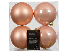 Christmas tree ornaments, peach, 10 cm, plastic, 4 pcs.