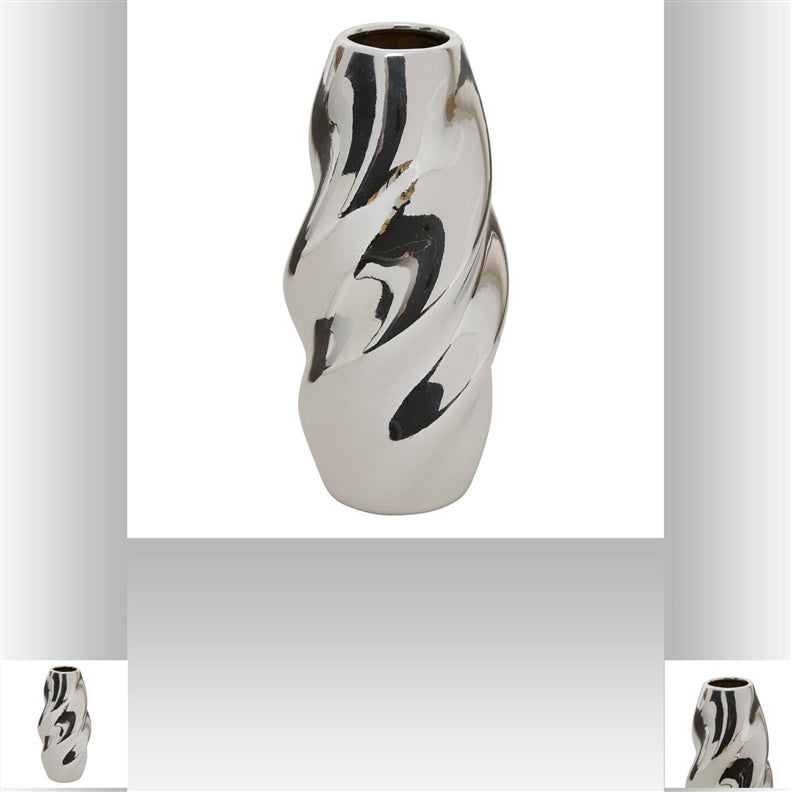 Atmosphera Twisted Vase 210137, 21 cm, silver