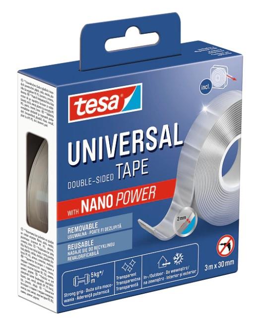 Tesa Universal Double-Sided Tape, double-sided, 3 m x 3 cm