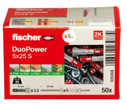 Kaištis Fischer DuoPower, 25 mm x 5 mm, 50 vnt.