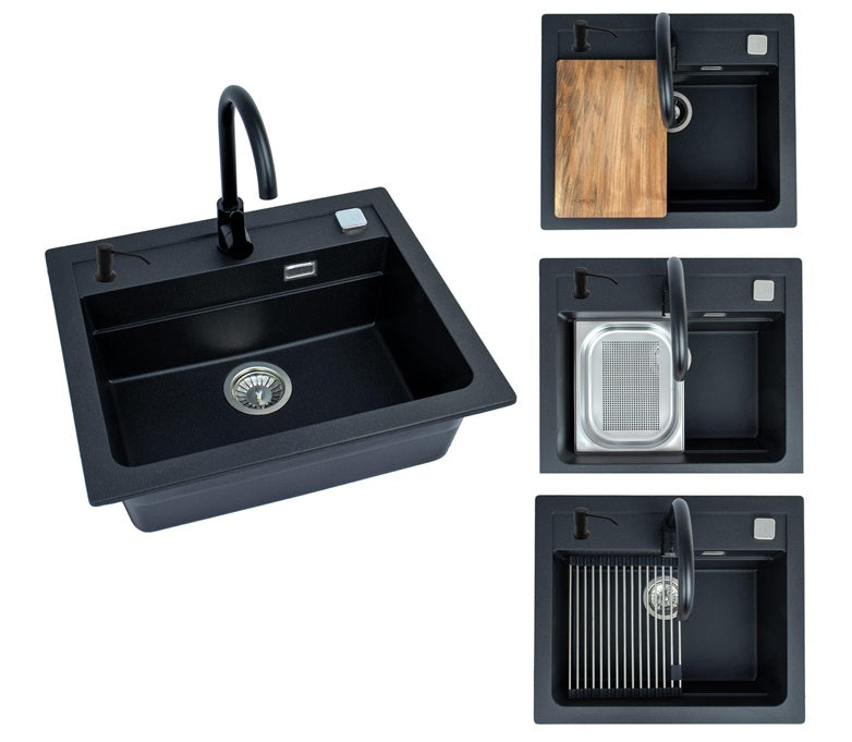 ATROX30G91 SINK WITH FAUCET, DISPENSER, AND OTHER ACCESSORIES