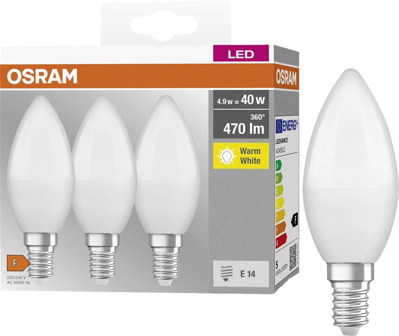 LED lemputė Osram LED, B40, balta, E14, 4,9W, 470 lm