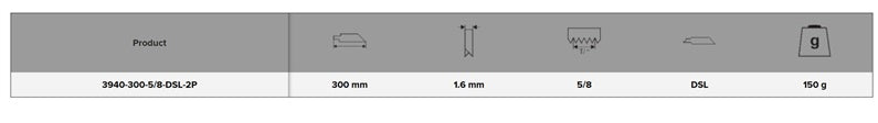 Brzeszczoty do piły szablastej Bahco 5/8TPI 300x1.6mm, 2 szt.