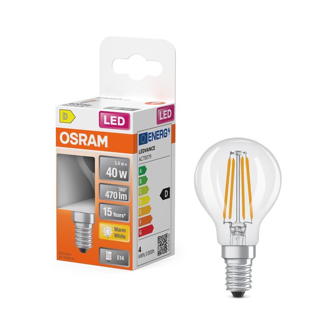 LEMP LED FIL P45 3.4W E14 2700K 470LM