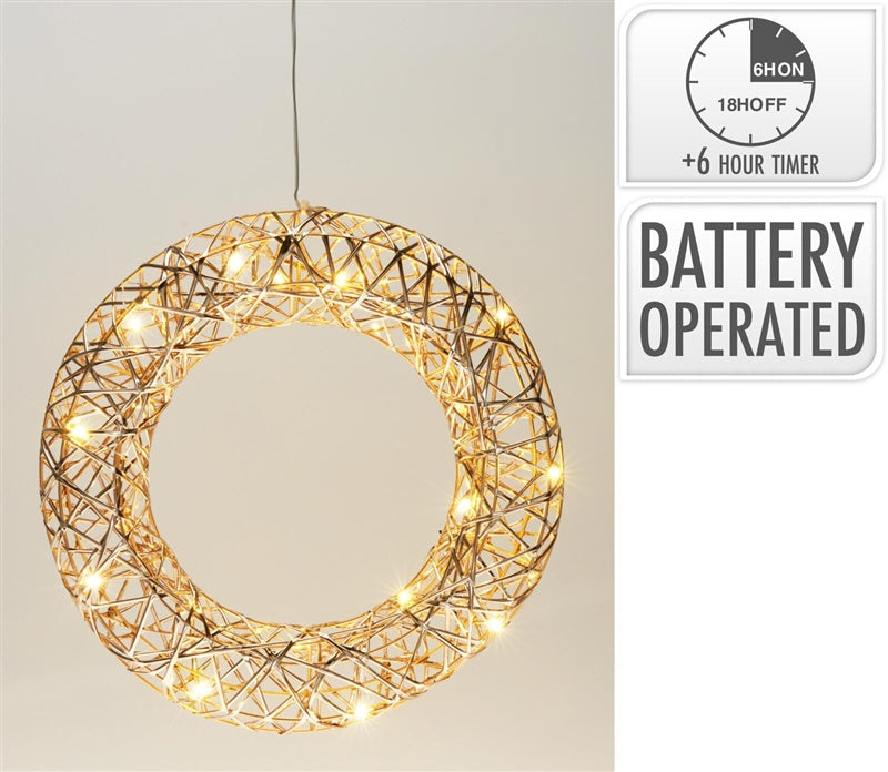 Dekoracija Vainikas su LED, AMZ200530 D30 cm, aukso