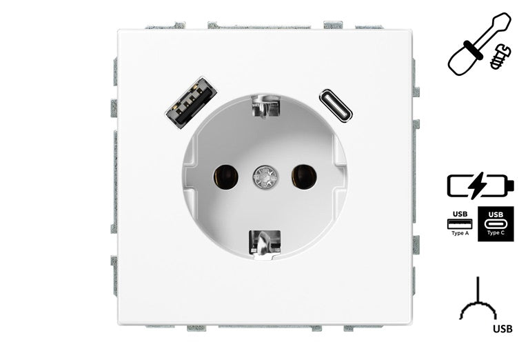 Socket and USB A+C charger LIREGUS MODERN, white