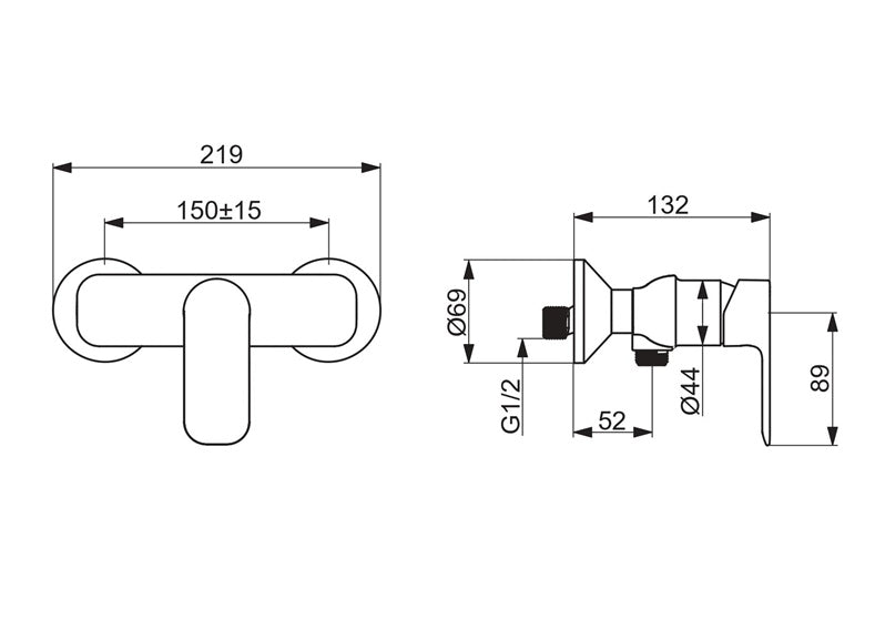MIXER SHOWER STANDARD LEVER AIR LINEA