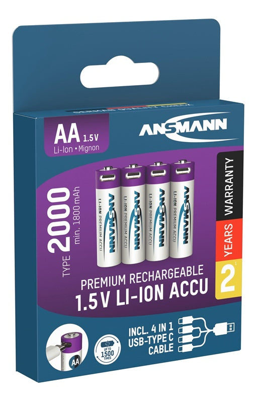 Akumulatory ANSMANN AA, 1800 mAh, 1,5V, 4 szt.