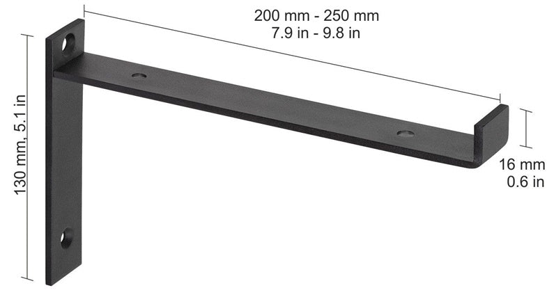 Shelf Bracket Dolle Lip, 260x130 mm, black