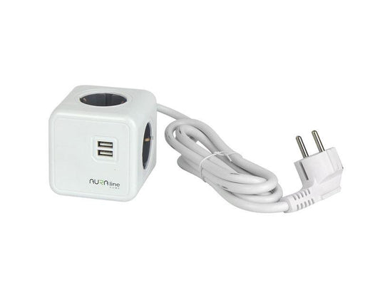 AURA LINE Household Extension Lead, 4 sockets, 2USB C, 1.5m