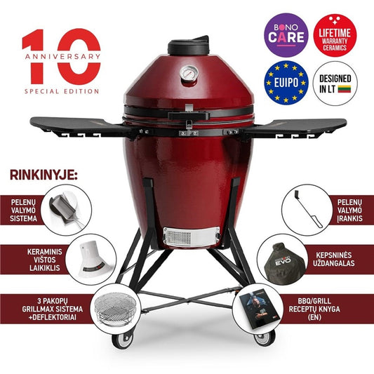 Grilis Kamado Bono MEDIA EVO 22, raudona, 79 cm