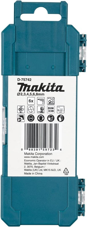 Metalo grąžtų rinkinys Makita D-75742 HSS-G, 6 vnt