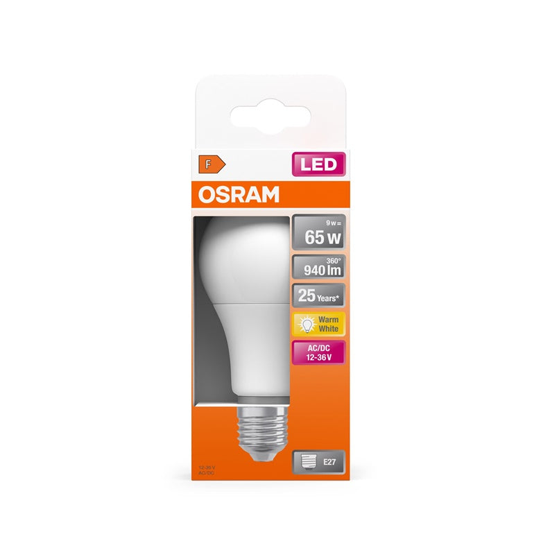 ŻARÓWKA LED E27 A65 9W 827 12-36V