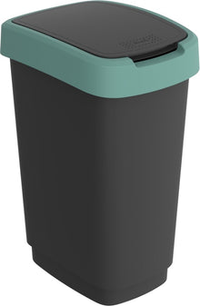Waste bin Rotho Twist, black/dark green, 50 l
