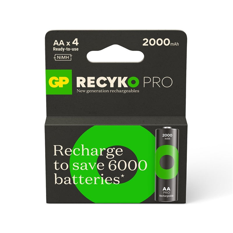Rechargeable batteries GP RECYKO AA, 2000mAh, 4 pcs.