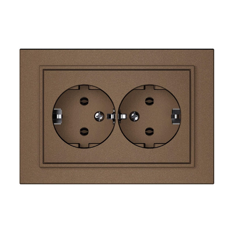 Double socket VILMA QR1000, mocha