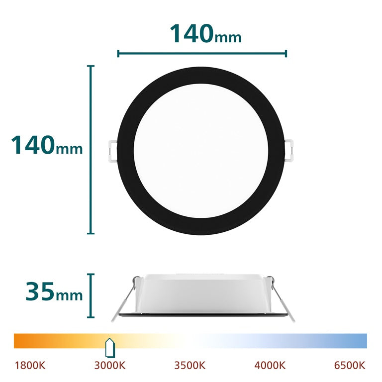 Oprawa wpuszczana Philips LED, 12.5W, 3000K, Ø12.5, czarna