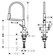 Bateria kuchenna Hansgrohe Talis Select M54, chrom
