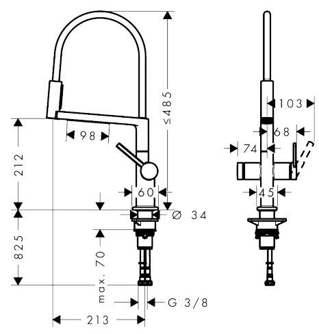 Bateria kuchenna Hansgrohe Talis Select M54, chrom