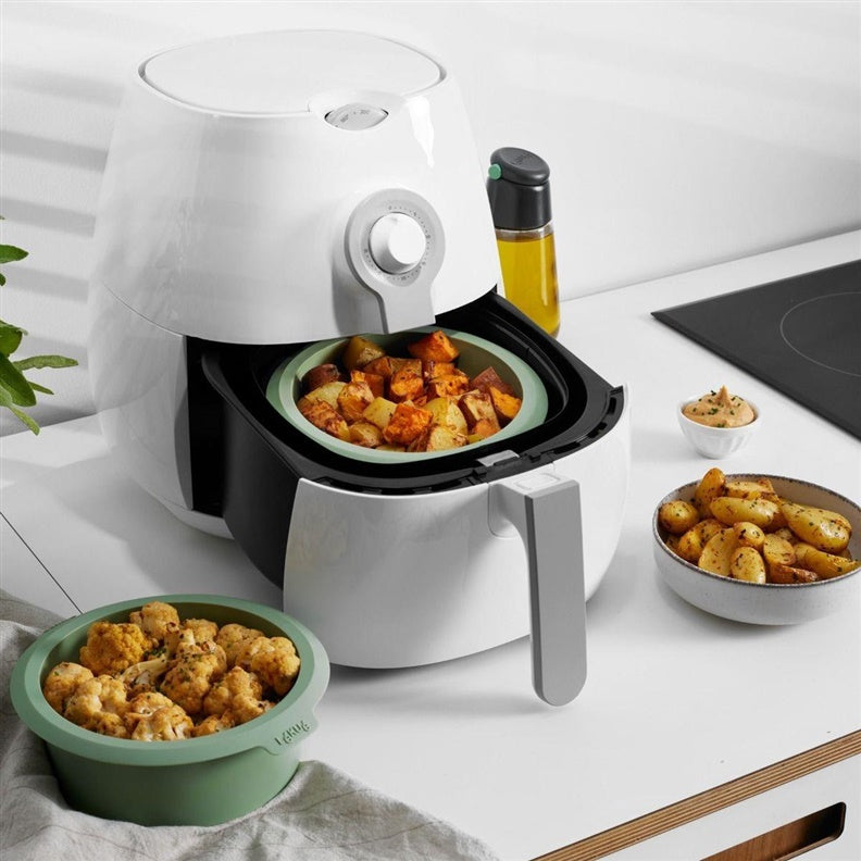 Silicone insert for hot air fryer, green, 15 cm
