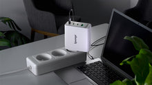 Adapteris Sponge C4 100W GaN, USB-C/USB-A, balta