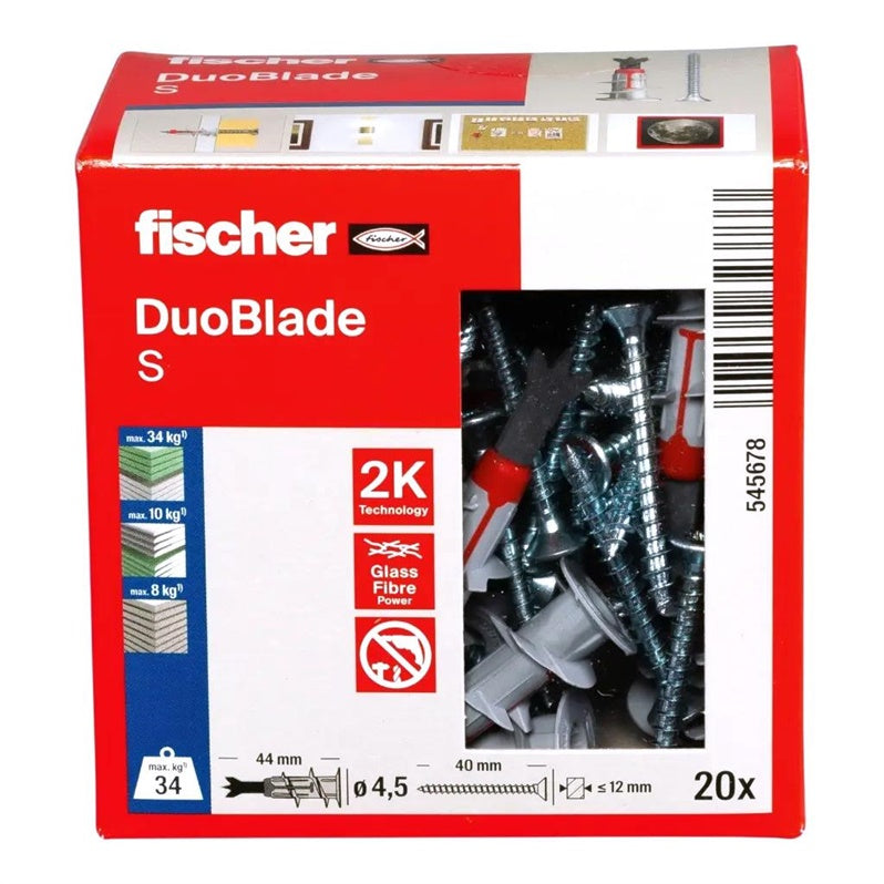 Kołek rozporowy Fischer DuoBlade, 29 mm x 4.5 mm, 20 szt.
