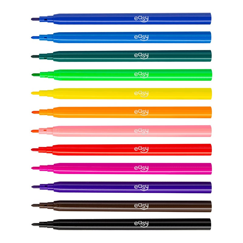 Felt-tip pens, single-sided, 12 pcs.