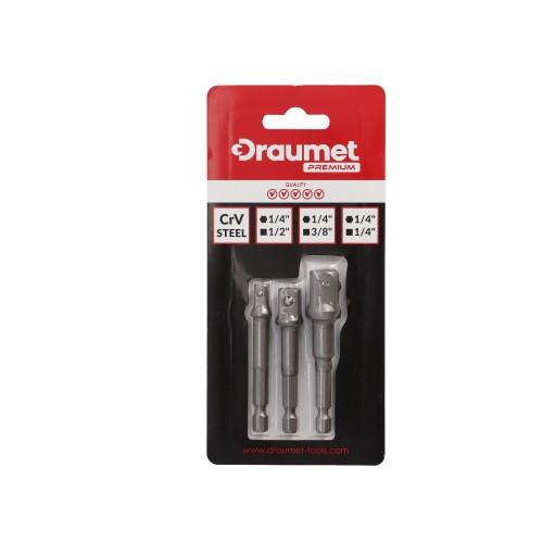 Adapters DRAUMET 1/4" HEX to 1/2, 3/8, 1/4"