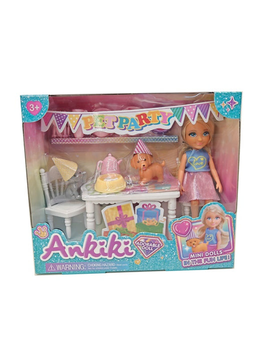 Lalka Ankiki z pieskiem 606011, 13 cm
