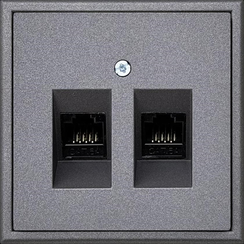 Computer socket LIREGUS MODERN, 2-gang, matt black.