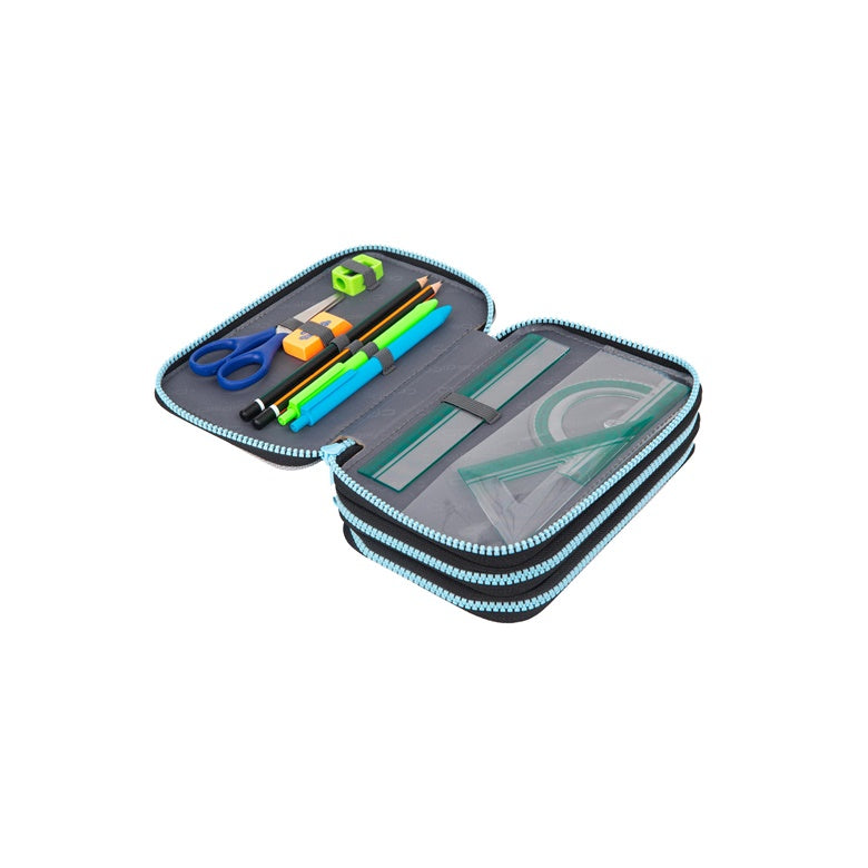 Pencil case CoolPack, 20 cm x 13 cm, grey/multicoloured