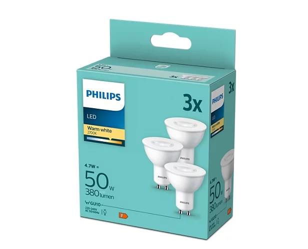 Lemputė Philips LED, PAR16, 2700 °K GU10 4.7 W 380 lm 3 vnt