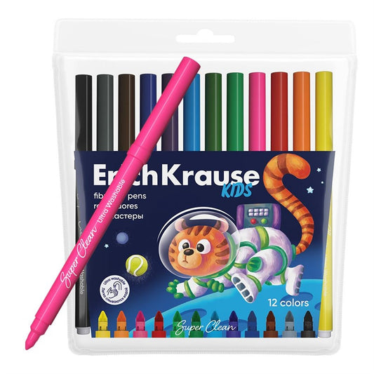 Felt-tip pens Erichkrause Kids Animals, single-ended, 12 pcs.