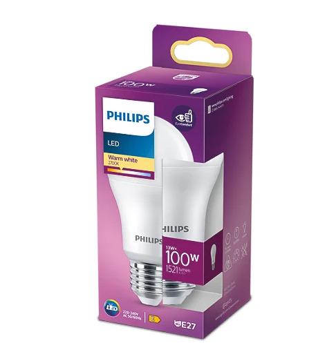 Philips LED bulb, A60, E27, 13 W, 1521 lm, 2700K