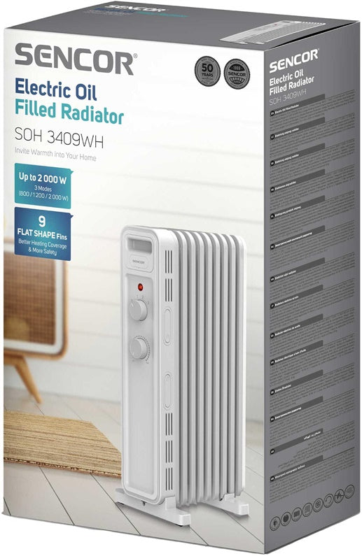 Grzejnik olejowy Sencor SOH 3409WH, 2000 W
